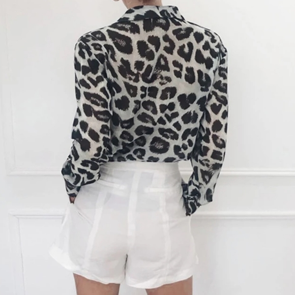 LEOPARD PRINT LONG SLEEVE BLOUSE - Picture 2 of 6